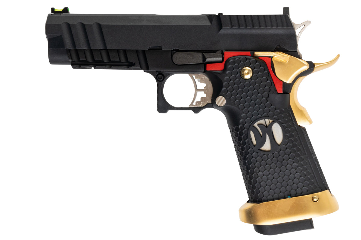 AW Custom 'Competitor' Hi-Capa GBB Pistol (Black w/ Red & Gold Trim)