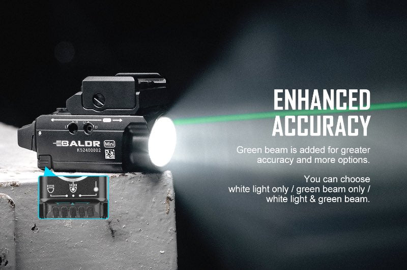 OLIGHT Baldr Mini Tactical Flashlight & Green Laser Combo