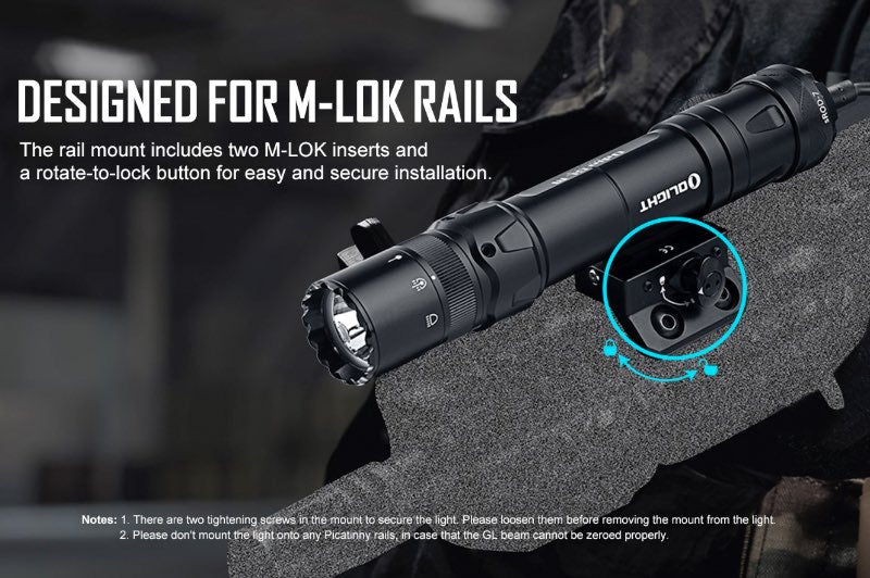 OLIGHT Odin GL M Tactical Flashlight & Green Laser Combo w/ M-Lok Mount & Tail Switch