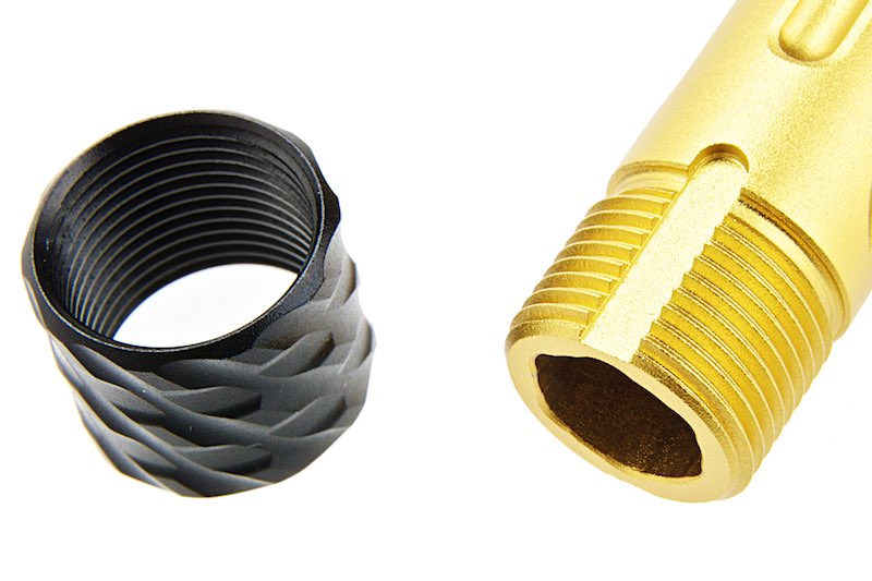 RGW Aluminum KI Threaded Outer Barrel For SIG Sauer M18 GBB Airsoft (Tin Gold/ 14mm CCW)