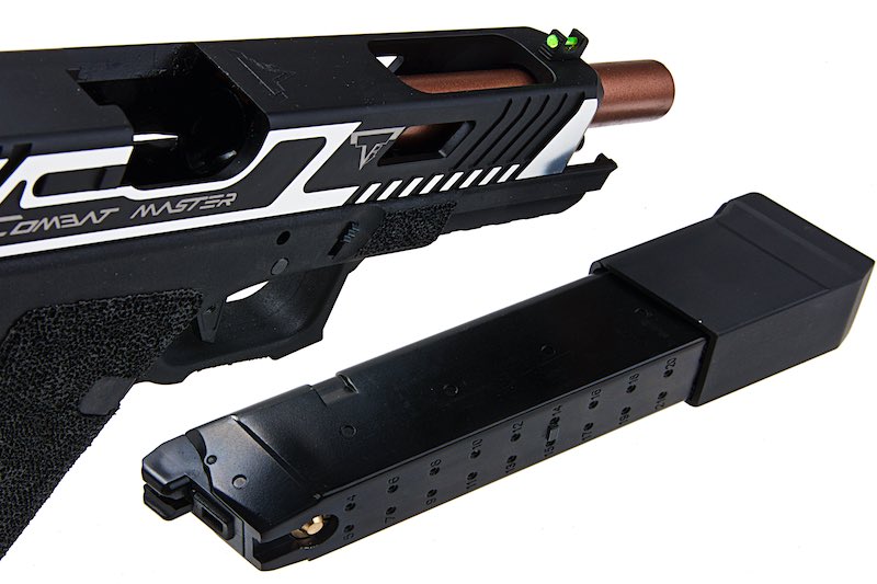 EMG (APS Custom) TTI Combat Master G34 Slide w/ OMEGA Frame CO2 Pistol (Black/ Silver)