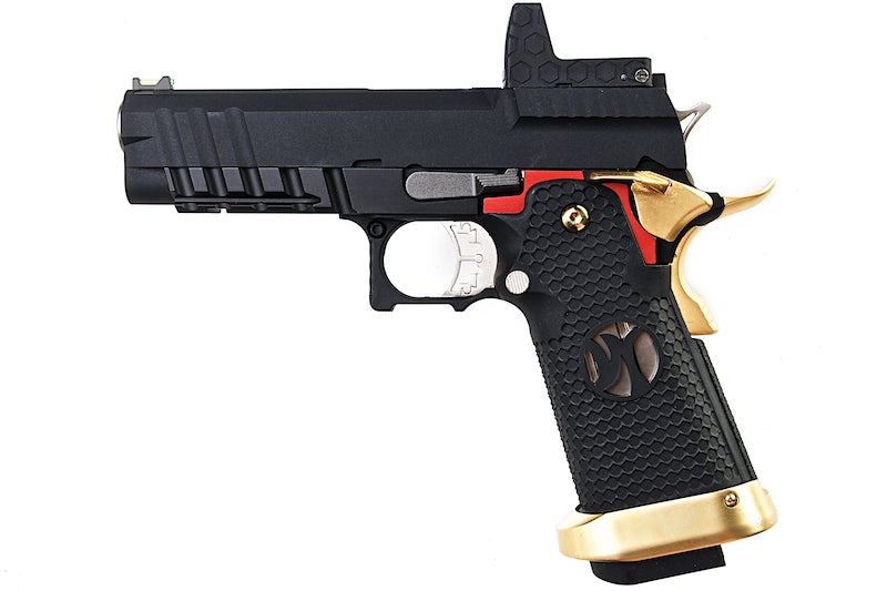 AW Custom 'Competitor' Hi-Capa GBB Pistol (Black w/ Red & Gold Trim)