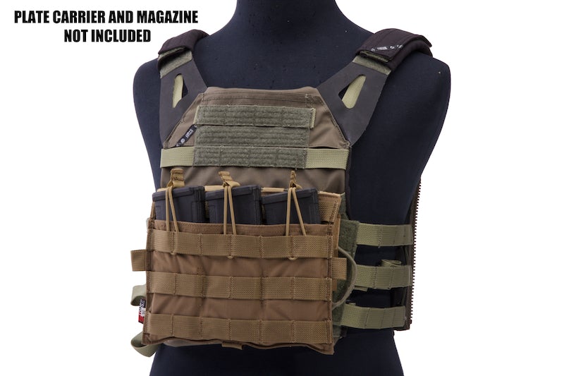 Crye Precision (By ZShot) AVS / JPC Molle Front Flap w/ Flat M4 Pouches (Coyote Brown)