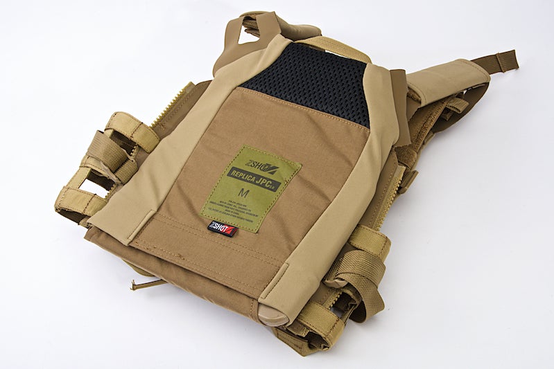 Crye Precision (By ZShot) Jumpable Plate Carrier JPC 2.0 w/ Flat M4 Molle Front Flap (L Size / Coyote Brown)