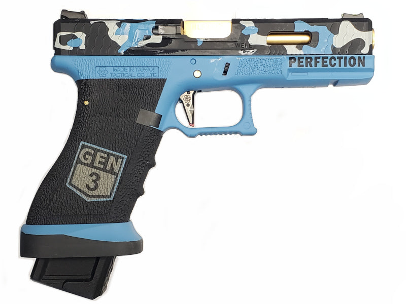 WE Model 17 Gen5 Secret Camo Blue GBB Airsoft Pistol (Semi-Auto)