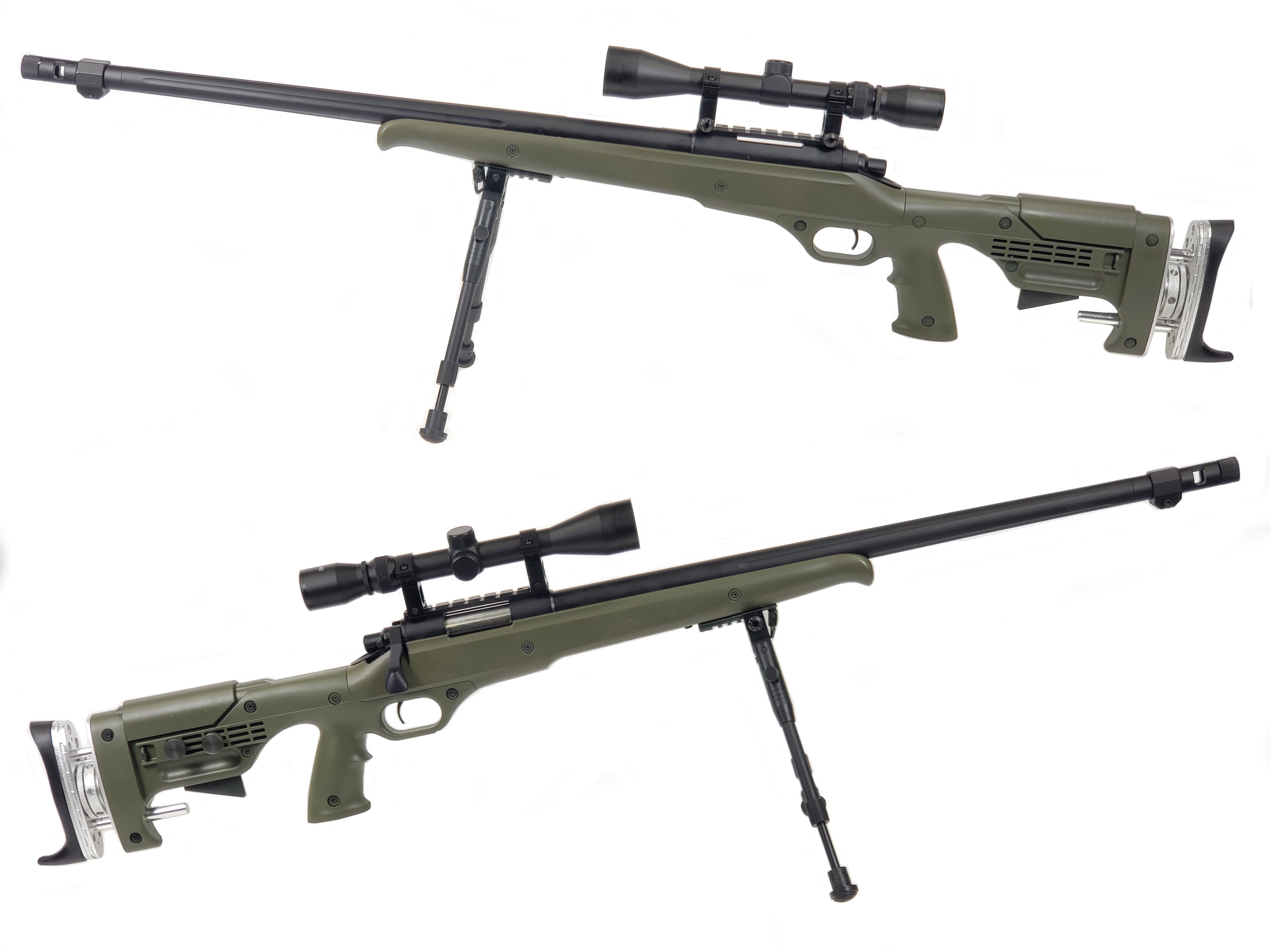 WELL MB4412D Air Cocking Sniper Rifle w/Scope & Bipod (Olive Drab)