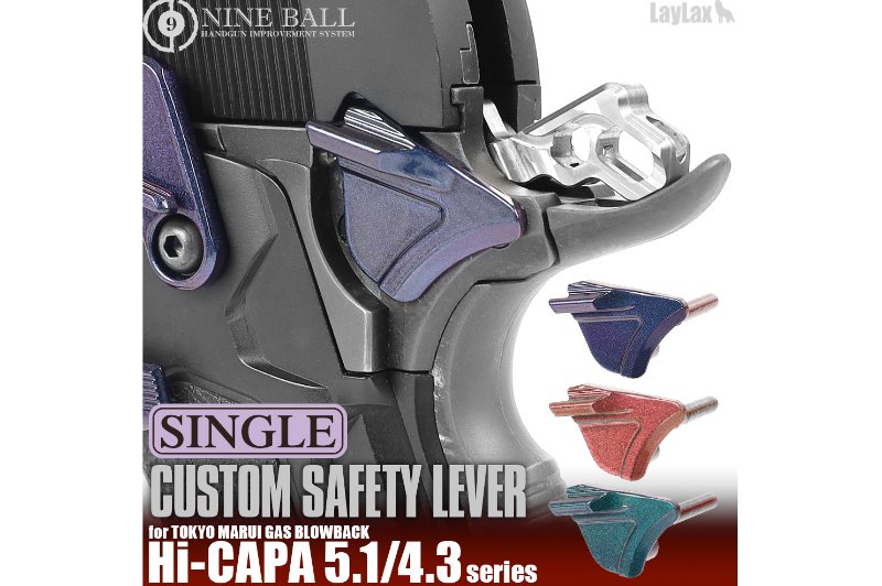 Nine Ball ZANSHIN Single Safety Lever for Marui Hi-Capa 5.1/4.3/Gold Match GBB Pistol (Kurenai Red)