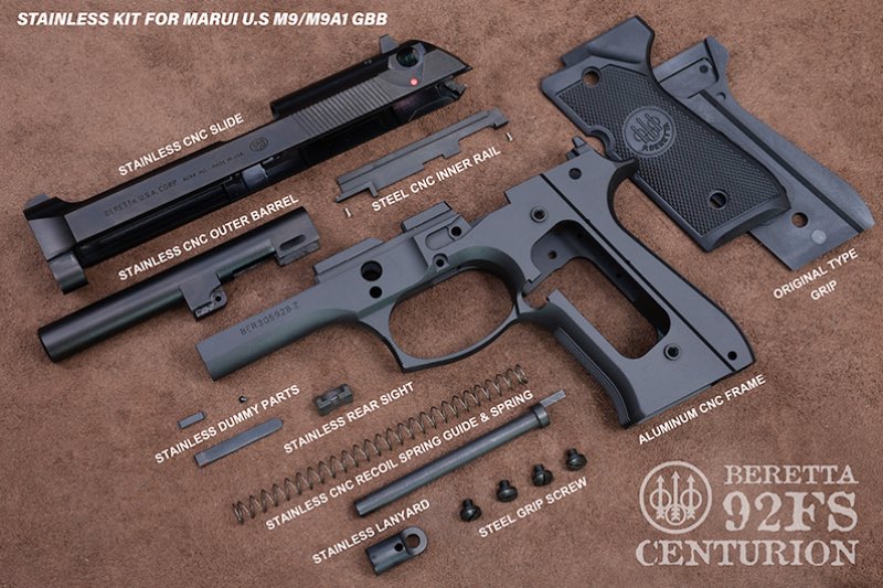 Papago Arms Stainless Steel M92FS Centurion Type Conversion Kit for Marui M9A1 GBB