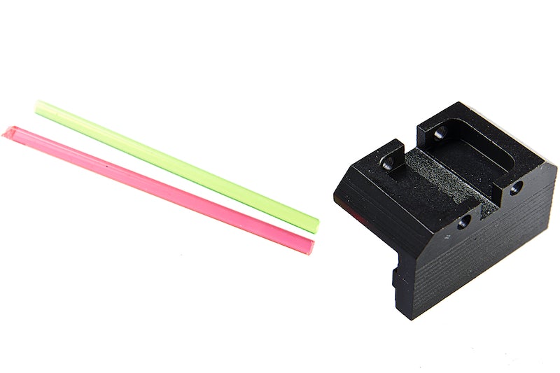 Airsoft Masterpiece Steel Rear Sight Plate with Fiber Optic for Marui Hi-Capa / 1911 GBB Pistol