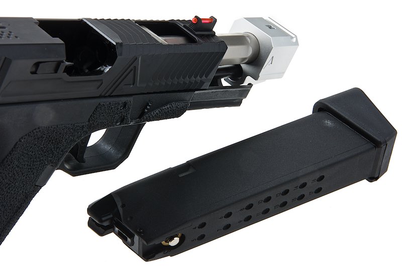 RWA Agency Arms EXA GBB Pistol (Stainless Steel Barrel & 417 Single Port Silver Compensator)