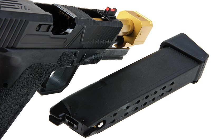 RWA Agency Arms EXA GBB Pistol (Stainless Steel Barrel & 417 Single Port Gold Compensator)