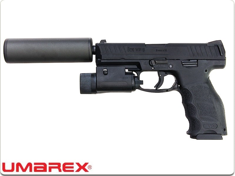 Umarex (VFC) VP9 GBB Pistol (Threaded Barrel) (w/ Silencer & Flashlight)