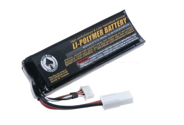 Socom Gear 11.1V. 1500mAh. Li Po Battery ( 15C M4/16, AK, M14, MP5, Model 36 Series)