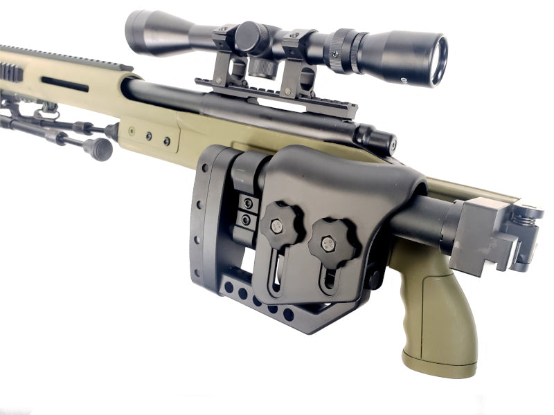 WELL MB4410D Air Cocking Sniper Rifle w/Scope & Bipod (Folding Stock/ OD)