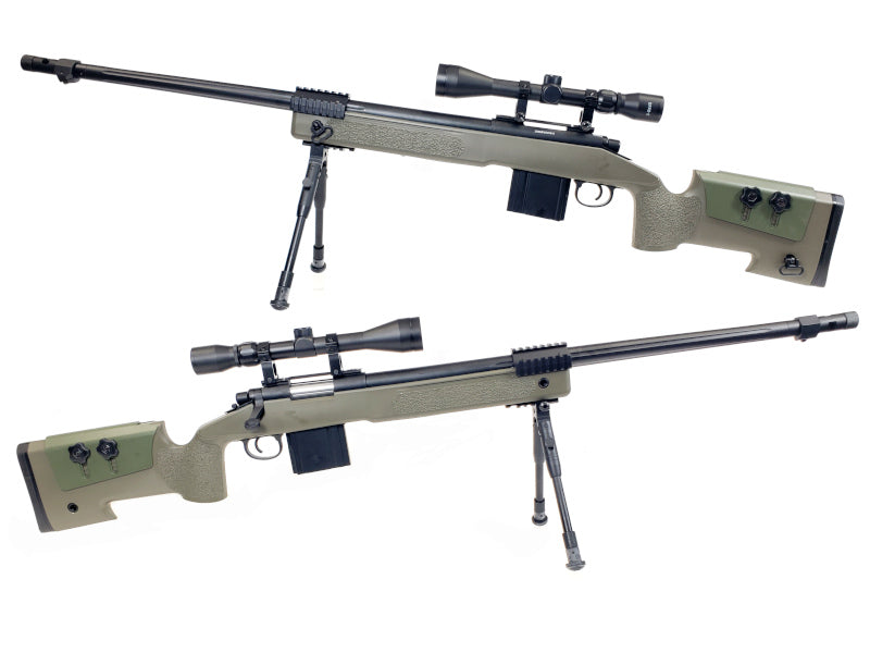 WELL MB4416D Air Cocking Sniper Rifle w/Scope & Bipod (Olive Drab)