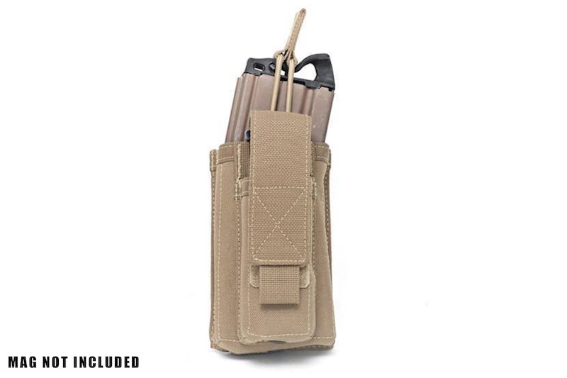 Warrior Assault Systems Single Open M4 5.56mm Mag Pouch with 9mm D/A Pistol Magazine (Coyote Tan)