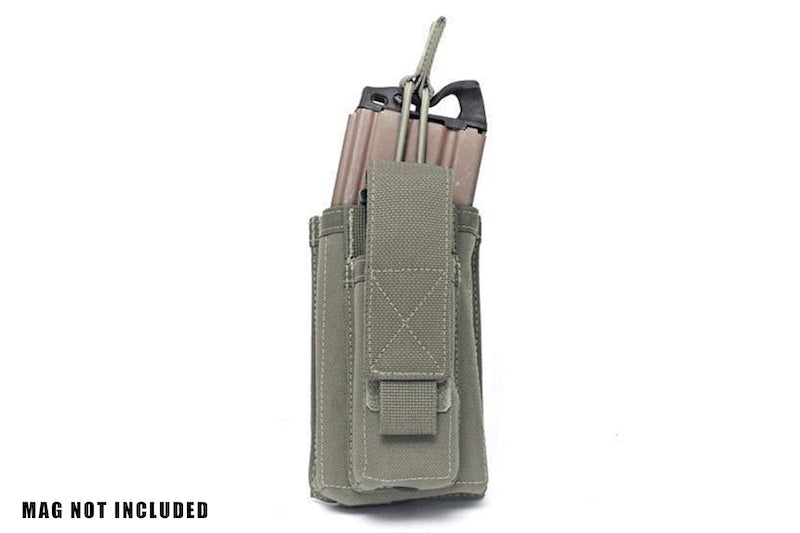 Warrior Assault Systems Single Open M4 5.56mm Mag Pouch with 9mm D/A Pistol Magazine (Ranger Green)