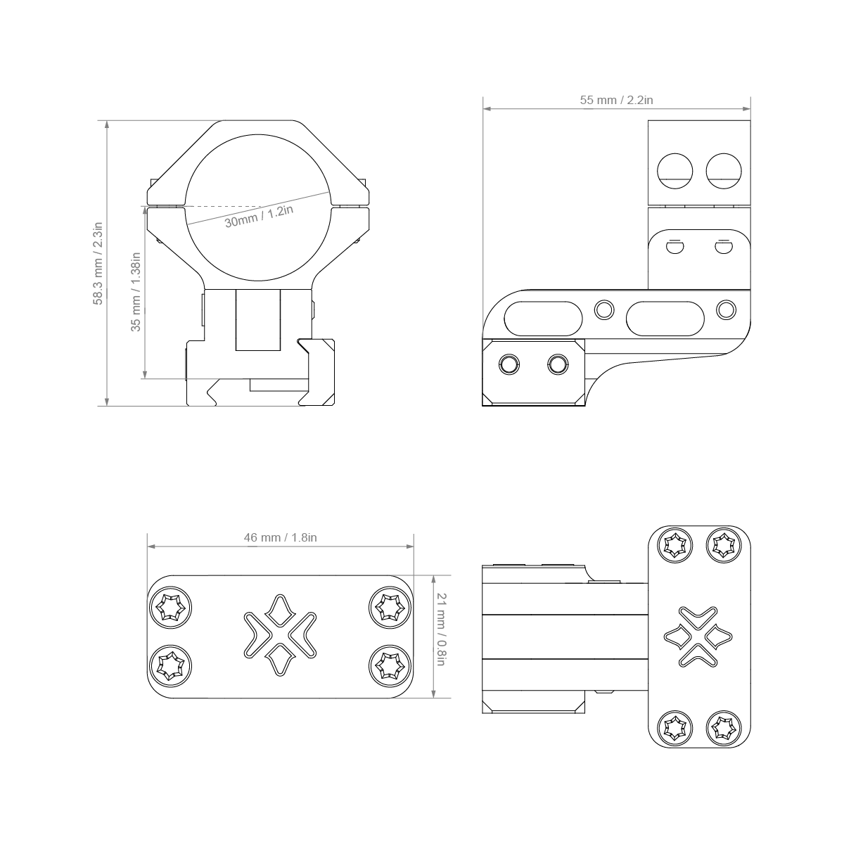 Vector Optics 30mm Adjustable Cantilever Weaver Rings