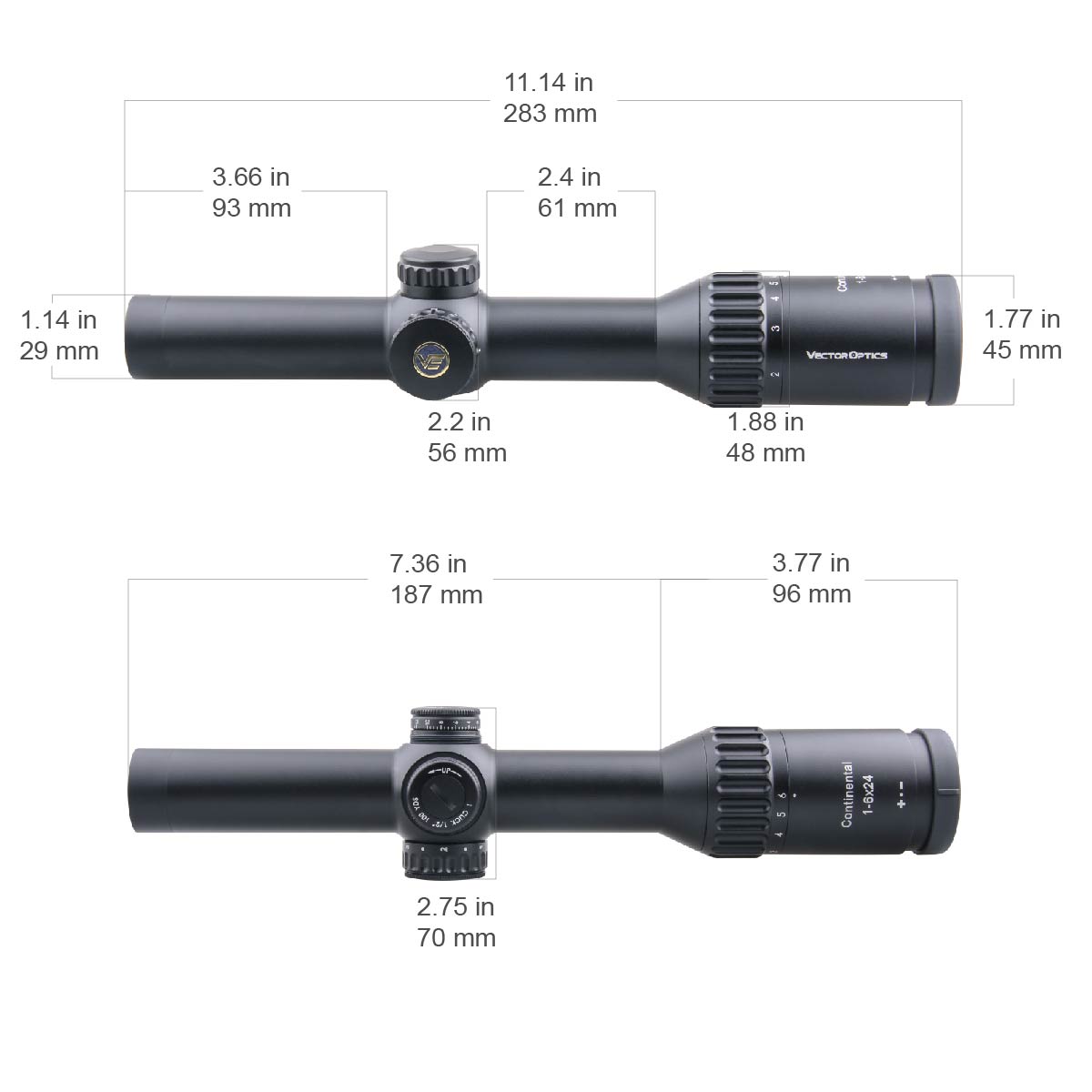 Vector Optics Continental x6 1-6x24i Fiber Rifle Scope