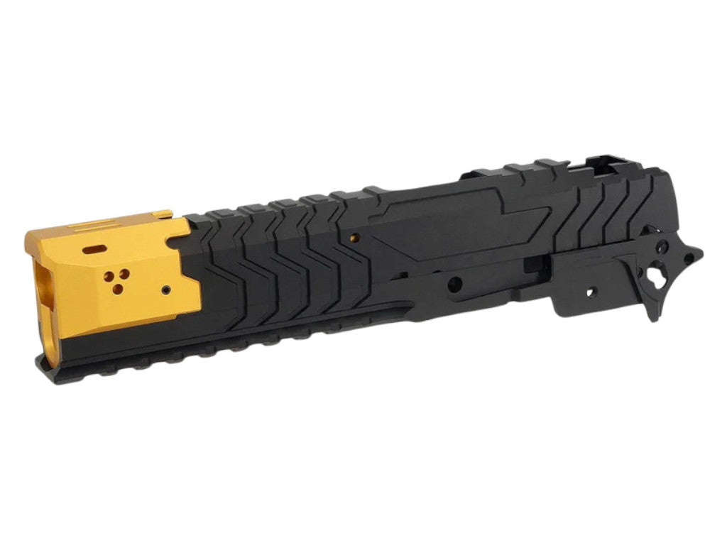 5KU Aluminum Matrix Style Slide & Middle Frame Set For Tokyo Marui Hi Capa GBB Airsoft (Interchangeable Comp/ Black/Gold)