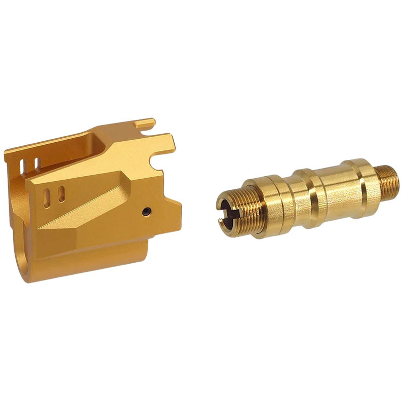 5KU Aluminum Matrix Style Slide & Middle Frame Set For Tokyo Marui Hi Capa GBB Airsoft (Interchangeable Comp/ Black/Gold)