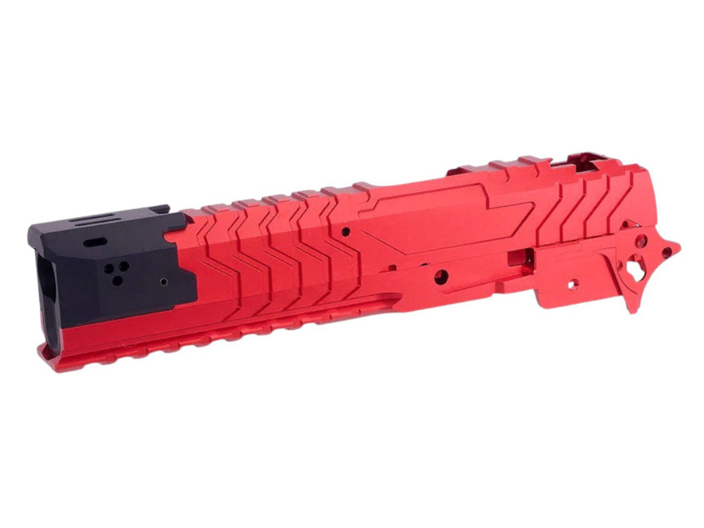 5KU Aluminum Matrix Style Slide & Middle Frame Set For Tokyo Marui Hi Capa GBB Airsoft (Interchangeable Comp/ Black/Red)