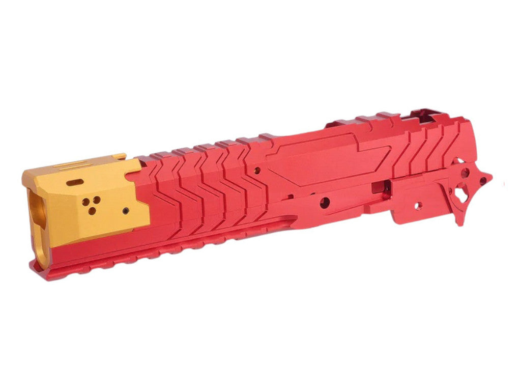 5KU Aluminum Matrix Style Slide & Middle Frame Set For Tokyo Marui Hi Capa GBB Airsoft (Interchangeable Comp/ Red/Gold)