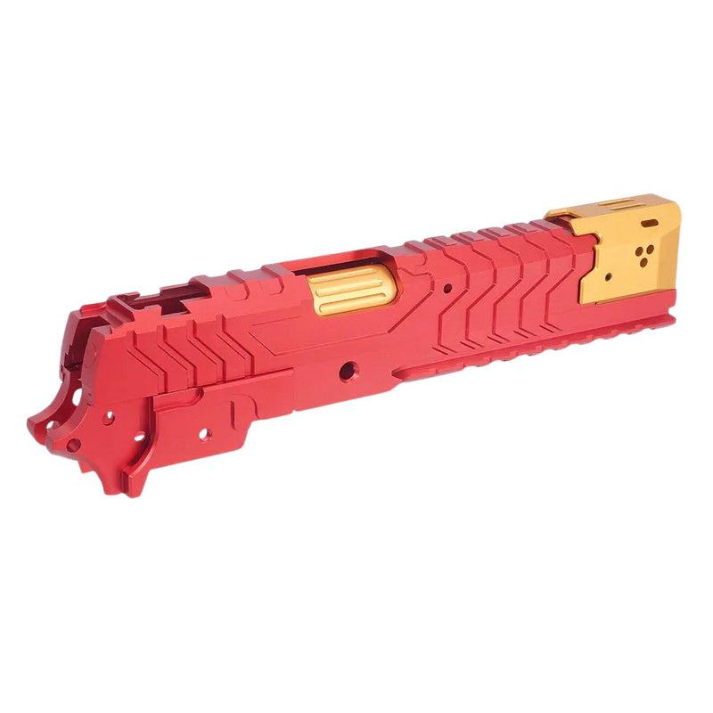 5KU Aluminum Matrix Style Slide & Middle Frame Set For Tokyo Marui Hi Capa GBB Airsoft (Interchangeable Comp/ Red/Gold)