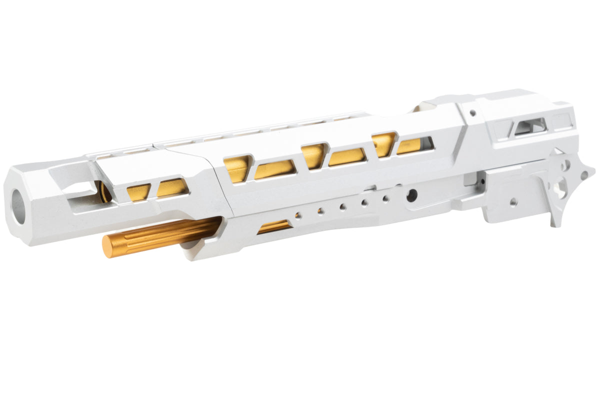5KU CNC Aluminum EX 01 Frame Kit For Tokyo Marui Hi Capa GBB Airsoft (Silver w/ Gold Barrel)