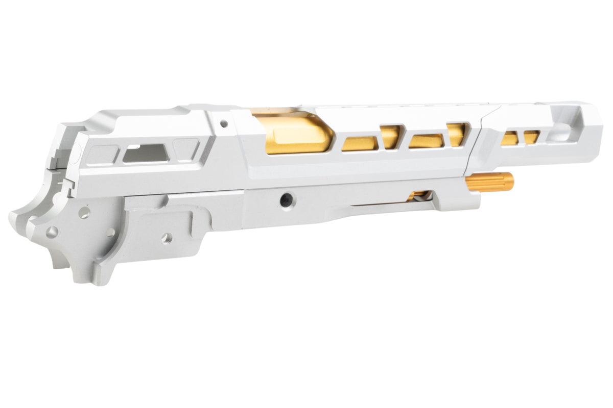 5KU CNC Aluminum EX 01 Frame Kit For Tokyo Marui Hi Capa GBB Airsoft (Silver w/ Gold Barrel)