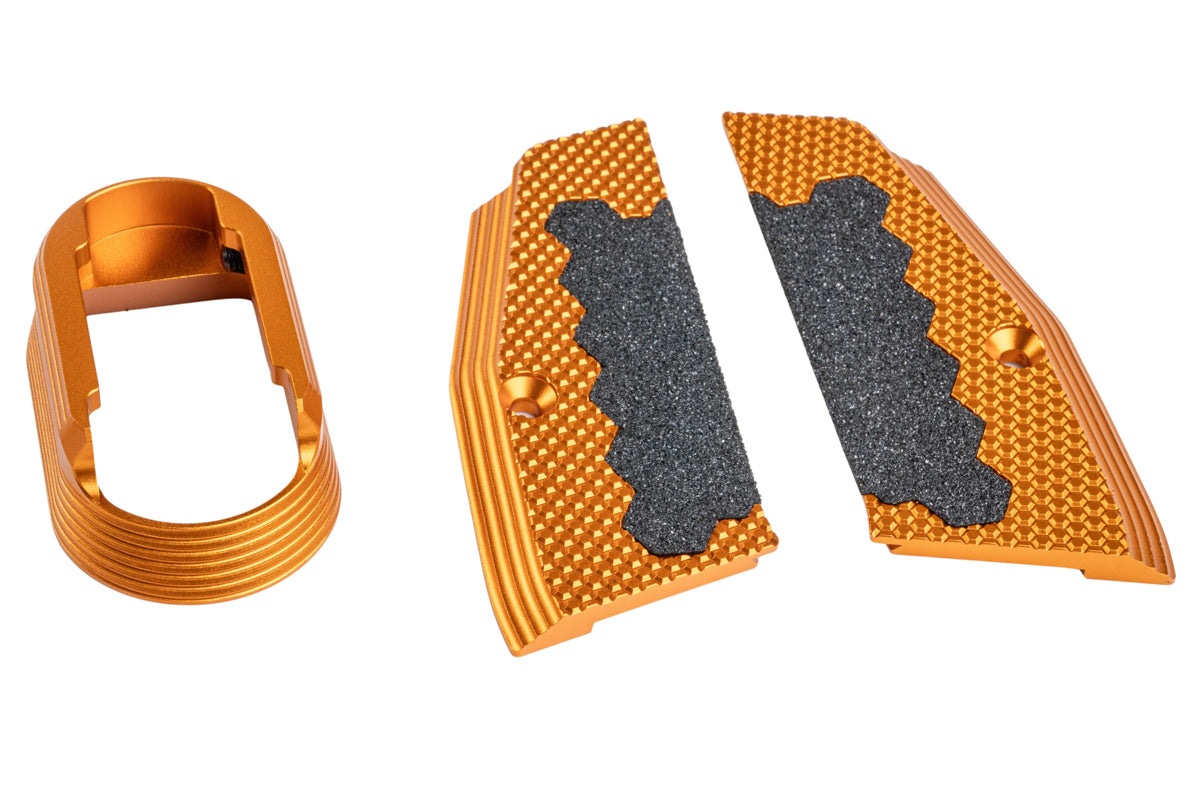 5KU CNC Aluminum Short Grip Panel and Magwell For KJ Works Shadow 2 GBB Airsoft (Orange)