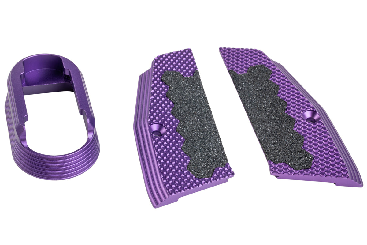 5KU CNC Aluminum Short Grip Panel and Magwell For KJ Works Shadow 2 GBB Airsoft (Purple)