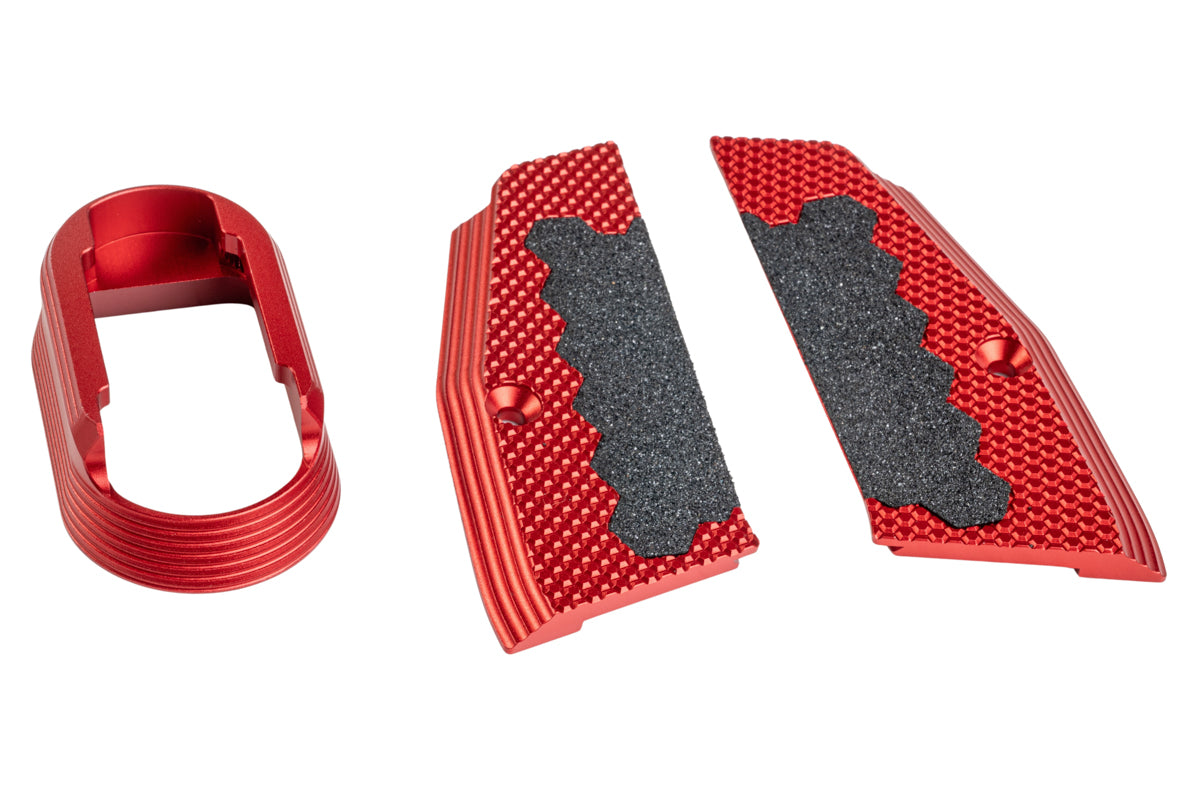 5KU CNC Aluminum Short Grip Panel and Magwell For KJ Works Shadow 2 GBB Airsoft (Red)
