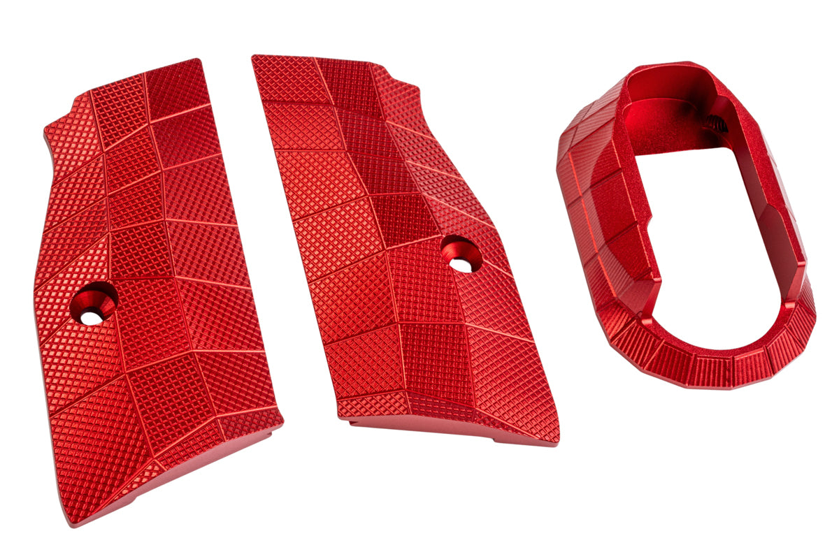 5KU Aluminum LOK Style Short Grip with Magwell For KJ Shadow 2 GBB Airsoft (Red)