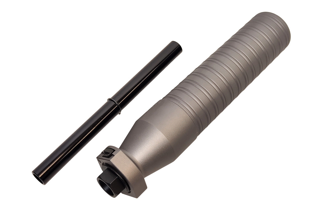 Airsoft Artisan 762Ti Style QD Silencer with 3Prong Muzzle Brake (Anodizing Titanium Grey)