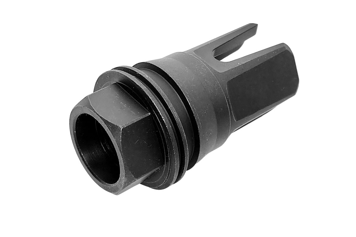 Airsoft Artisan 762Ti Style QD Silencer with 3Prong Muzzle Brake (Anodizing Titanium Grey)