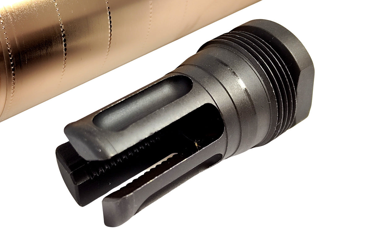 Airsoft Artisan CNC Steel REX Style Suppressor with 3 Prong Flash Hider (14mm CCW)