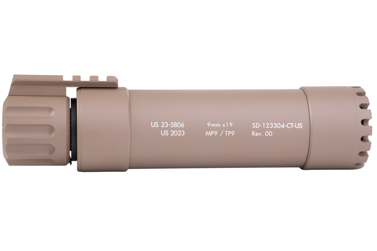 Angry Gun 2024 Ver. Power Up Suppressor For KWA MP9/ KSC TP9 GBB Airsoft (Dark Earth)