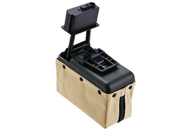 A&K 1500 Rds Electric Sound Control Mini Ammo Box For M249 AEG (Tan)