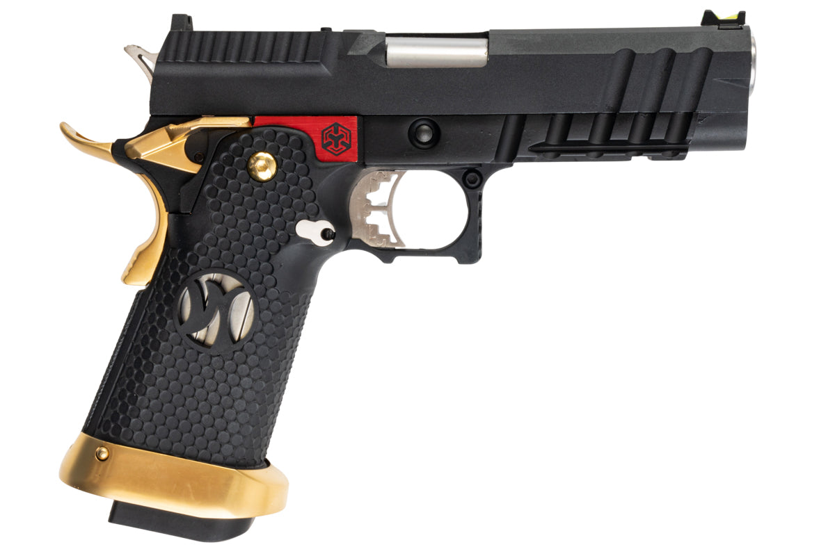 AW Custom 'Competitor' Hi-Capa GBB Pistol (Black w/ Red & Gold Trim)