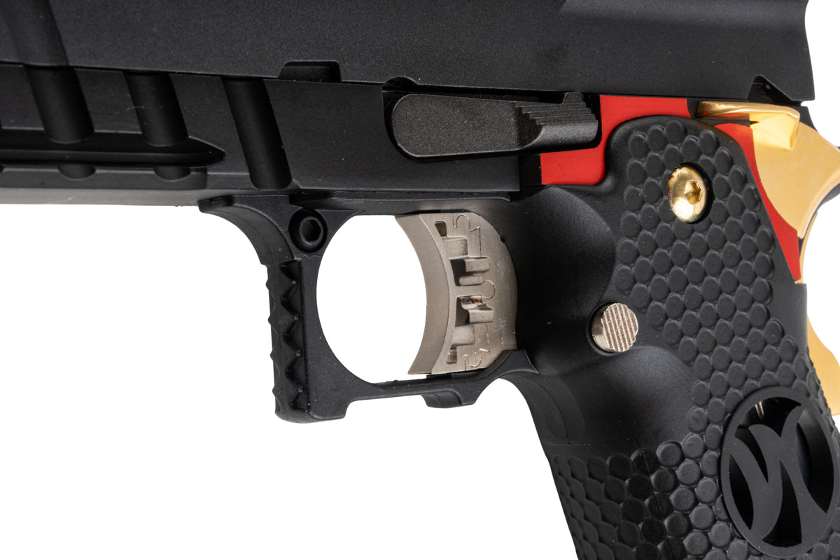 AW Custom 'Competitor' Hi-Capa GBB Pistol (Black w/ Red & Gold Trim)