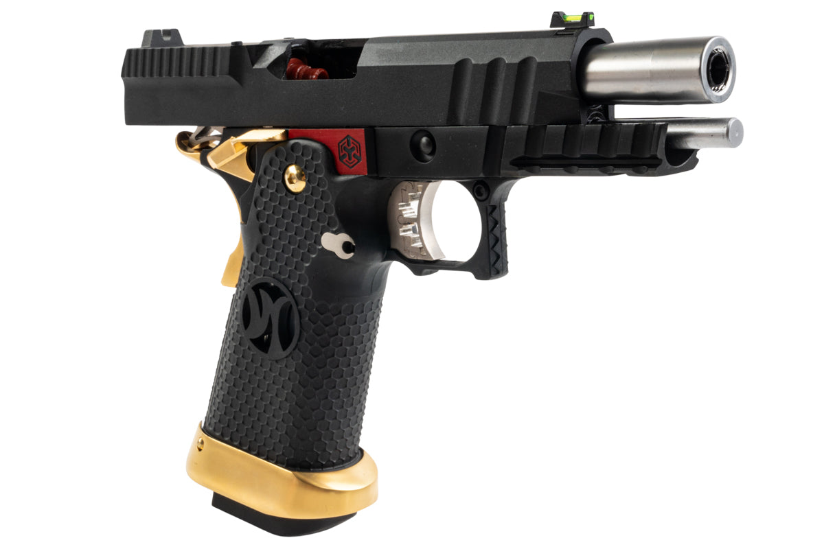 AW Custom 'Competitor' Hi-Capa GBB Pistol (Black w/ Red & Gold Trim)