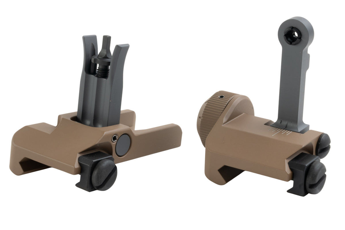 BJ TAC Stainless Steel KAC 300 Style Folding Sight Set (Dark Earth)