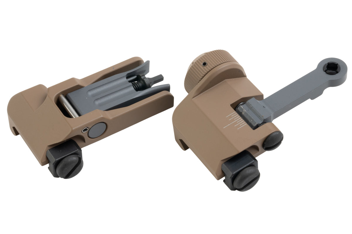 BJ TAC Stainless Steel KAC 300 Style Folding Sight Set (Dark Earth)