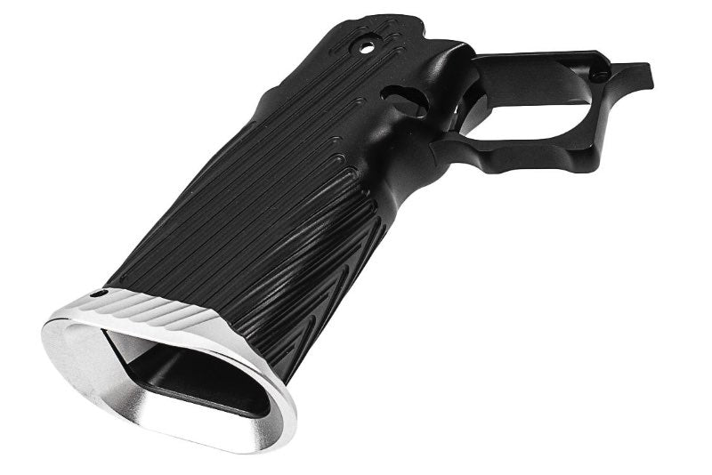 Bomber CNC Aluminum Grip For Tokyo Marui Hi Capa GBB Airsoft (INF Style/ Black + Silver Parts)