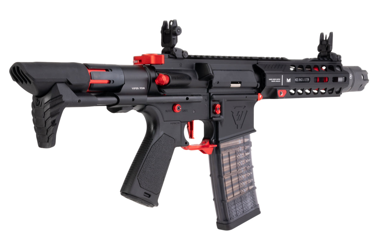 EMG Strike Industries AR Strike Oppressor PDW GBB Airsoft M4 Rifle (CYMA CGS System) - 7 inch BK / RD