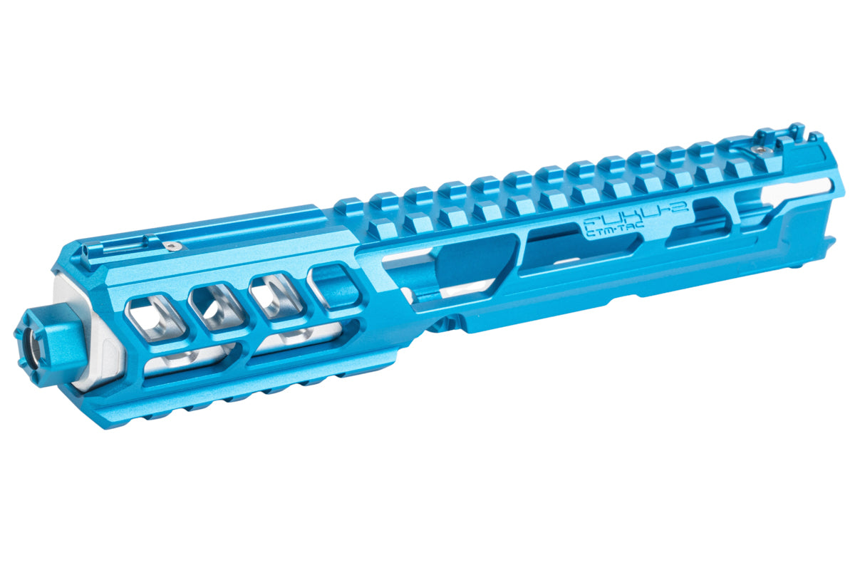 CTM TAC CNC Aluminum FUKU-2 Upper Set For Action Army AAP01 GBB (Long Cutout Version, Blue/Silver)