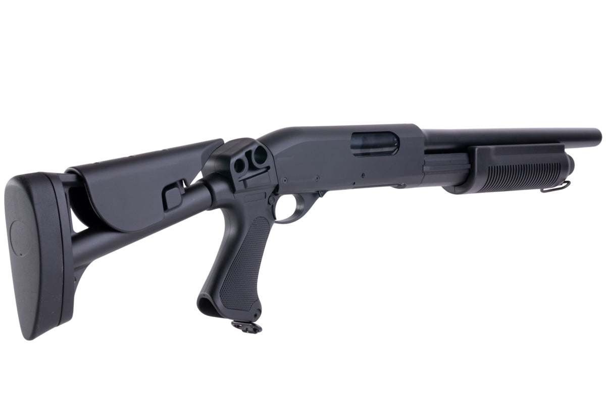 CYMA M870 3-Round Brust Multi-Shot Shell Loading Airsoft Spring Shotgun w/ Retractable Stock (CQB/CM353)