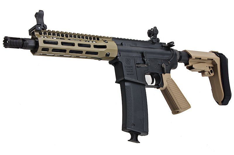 EMG (King Arms) 7.6inch RIS Troy Industries SOCC M4 AEG Rifle Airsoft Guns (Dark Earth)