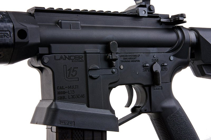 EMG (King Arms) Lancer Systems Licensed L15 Defense Airsoft Electric Gun AEG Rifle (Faux Carbon Handguard /8inch)